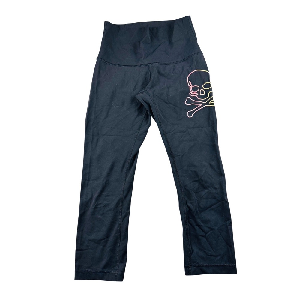 lululemon x SoulCycle Align High-Rise Crop Women 6 Black Nulu Neon Skull W6BHCYS